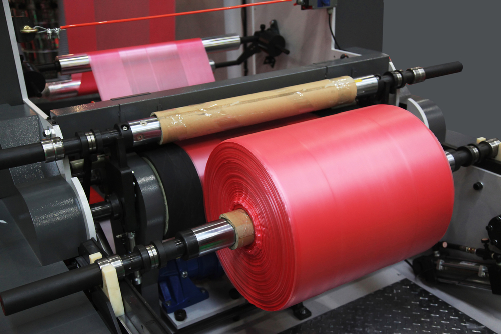 Extruder,Of,Polyethylene,For,Process,Production,Of,Plastic,Bags roll of polyethylene in production