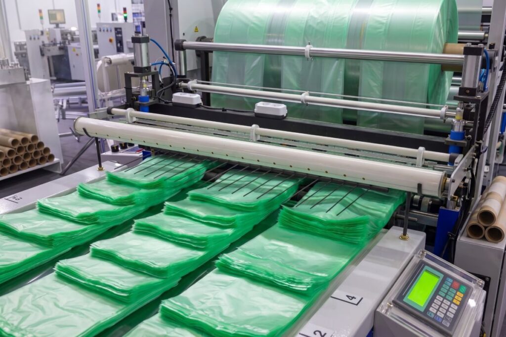 polybag manufacturing machine with green bags